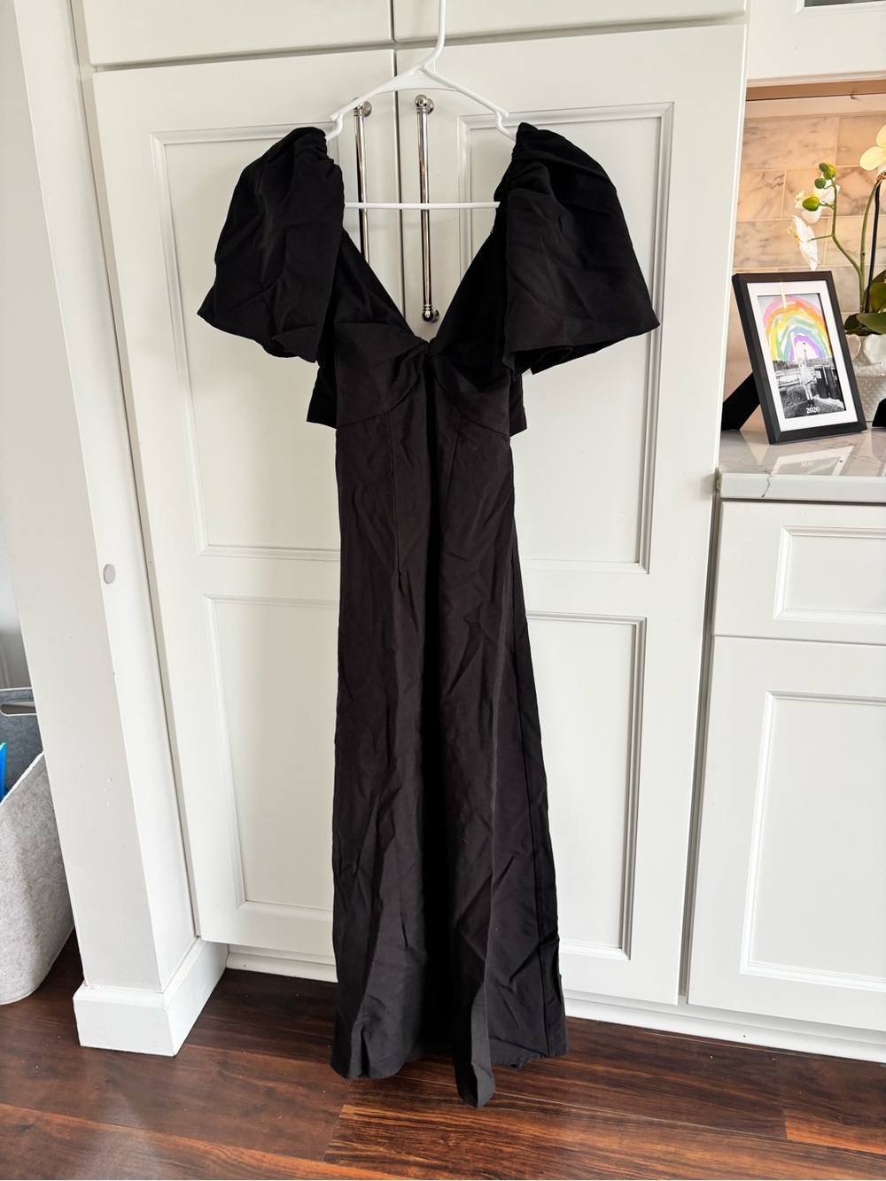 Baltic Born Black One-Shoulder Puff-Sleeve Maxi Dress